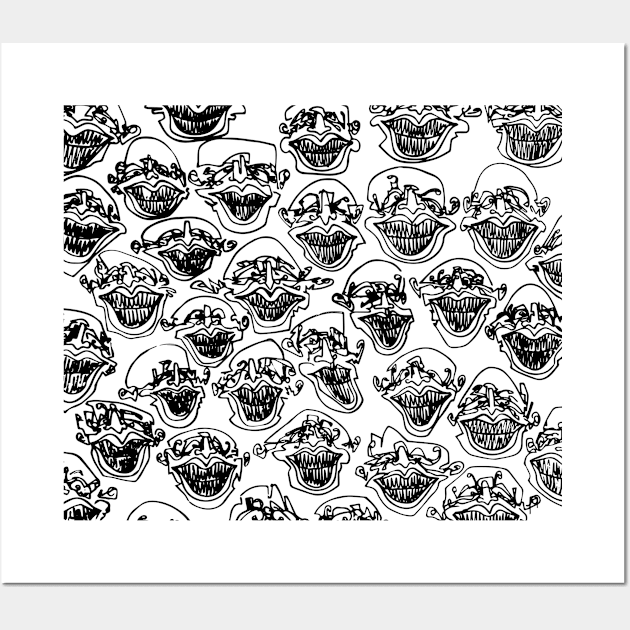 Multiple faces #1 - Psychedelic Line Ink Drawing with Art Style Wall Art by MrBenny